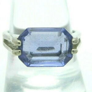 18 KGE Silver Tone Large Purple Glass Rhinestone